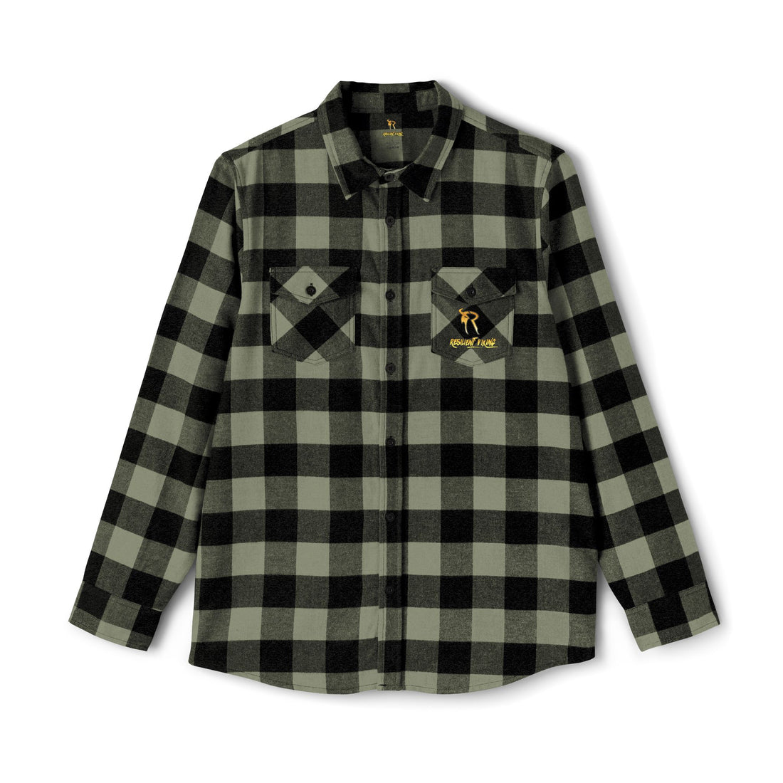 Rustic Buffalo Plaid Flannel Shirt with Horned R Logo — Outdoor Casual Top