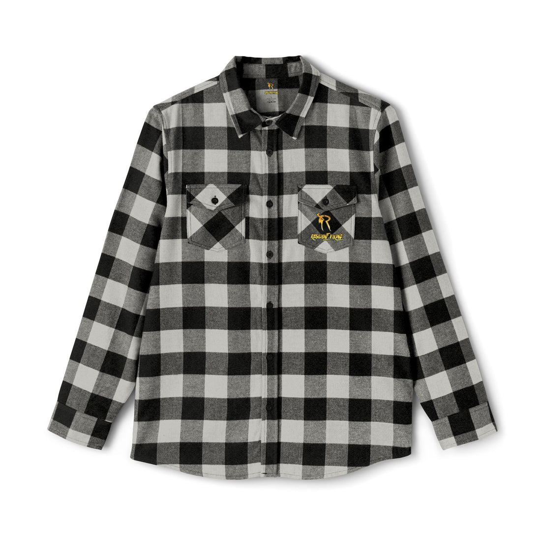 Rustic Buffalo Plaid Flannel Shirt with Horned R Logo — Outdoor Casual Top